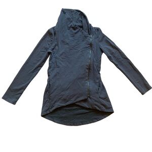 My Beloved Asymmetrical Zip Up Hoodie Cardigan | Dark Grey/Brown | Size S